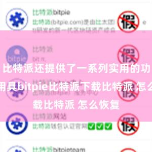   比特派还提供了一系列实用的功能和用具bitpie比特派下载比特派 怎么恢复